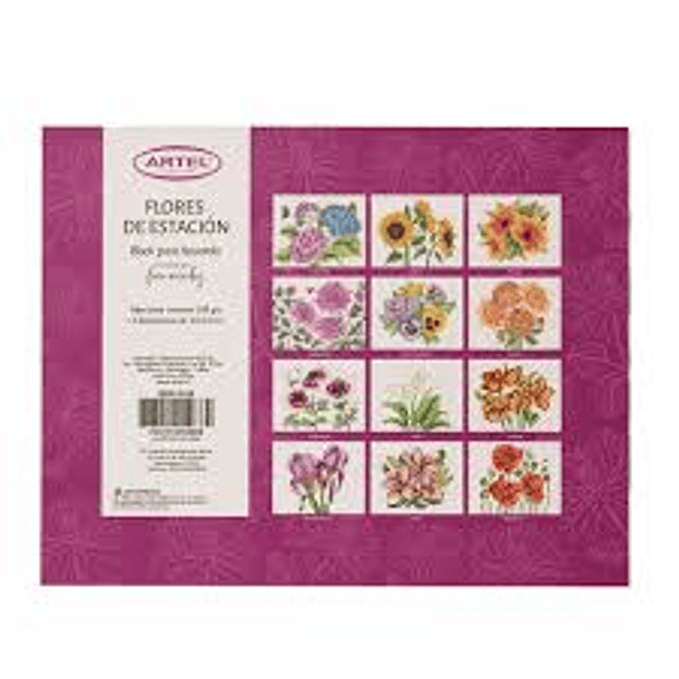 Block para Colorear Artel Flores de Estación 12 Ilustraciones de 25x32cm 2