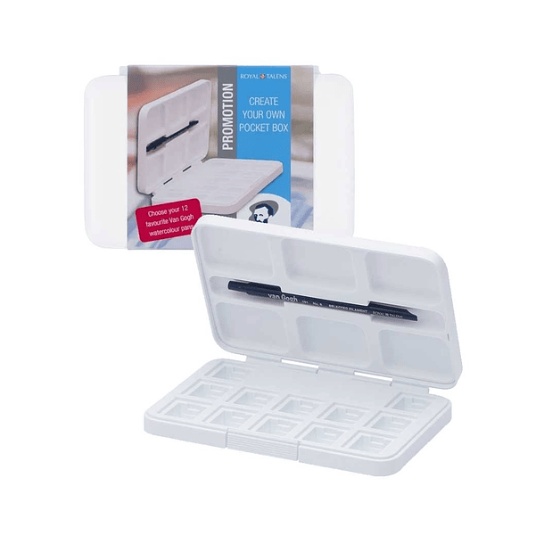 Caja Vacía Acuarela Van Gogh para 12 Pastillas + Pincel 