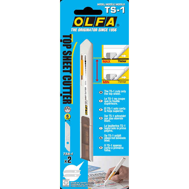 Cuchillo Industrial con Regulador Profundidad de Corte Olfa 6mm + 2 Repuestos 1