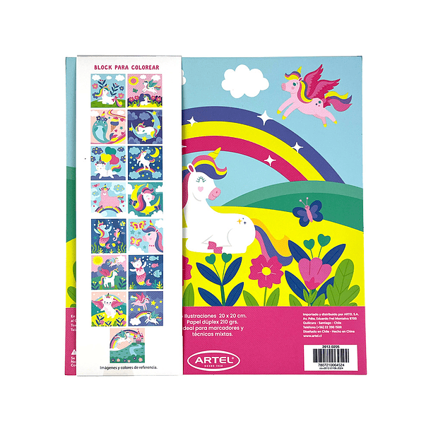Block para Colorear Artel Unicornios y Magia 15 Ilustraciones de 20x20cm 2
