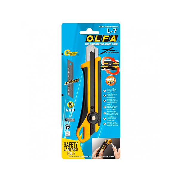 Cuchillo Industrial Olfa Incrustación Antideslizante Agujero de Enganche y Seguro Manual 