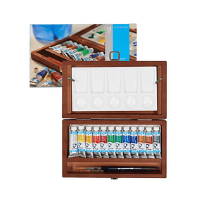 Acuarela Van Gogh Set 12 colores en Tubos de 10ml + 3 Accesorios Caja de Madera