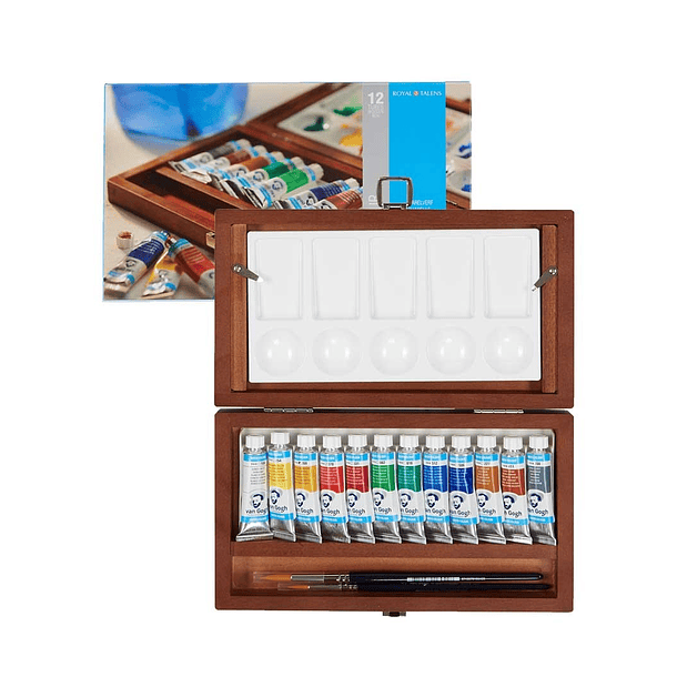Acuarela Van Gogh Set 12 colores en Tubos de 10ml + 3 Accesorios Caja de Madera 1