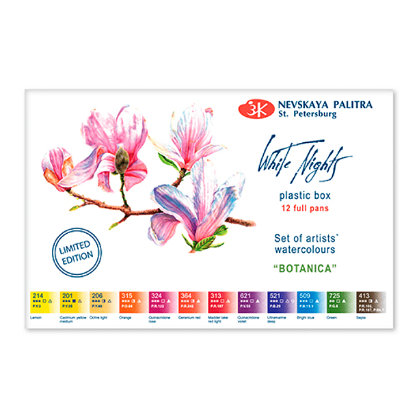 Acuarelas White Nights Artist Set 12 Pan 1/1 colores Temática Botánica 1