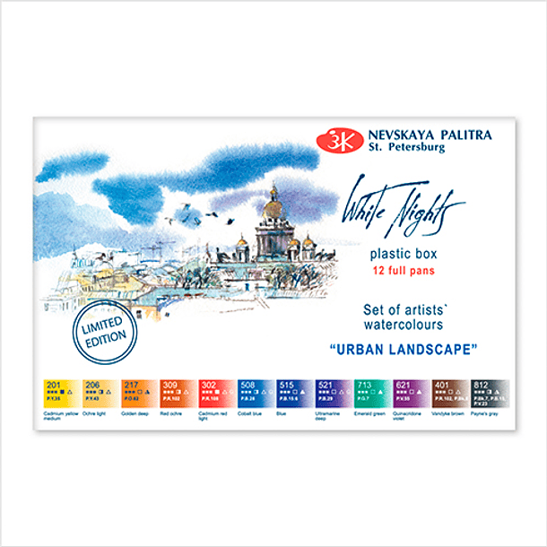 Acuarelas White Nights Artist Set 12 Pan 1/1 colores Urban Landscape 1