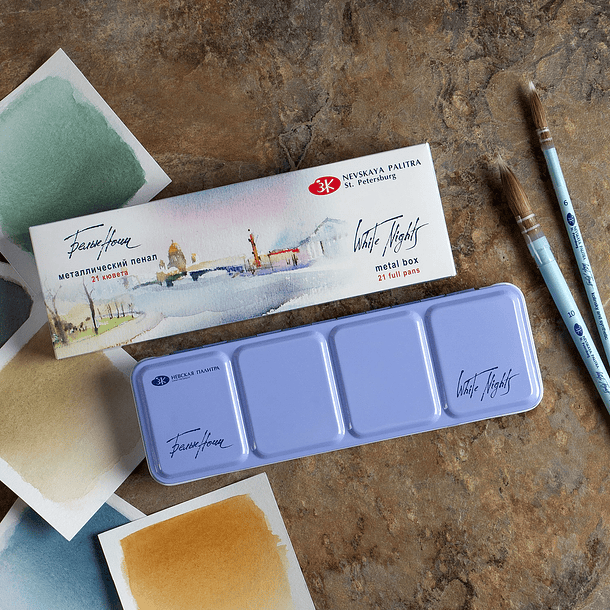 Acuarelas White Nights Artist Set 21 Pan 1/1 colores Caja Metal 2