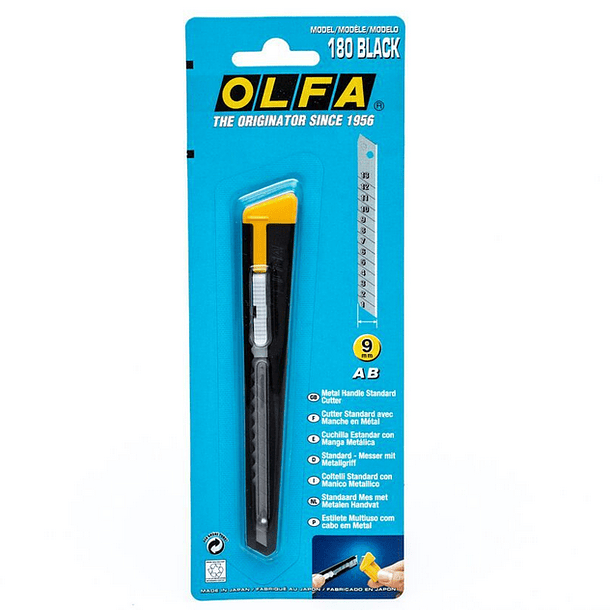 Cuchillo Standard Mediano 9mm Olfa Metálico con Seguro Automático 