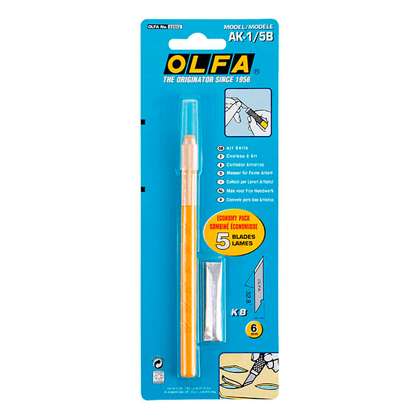 Cuchillo Tipo Lápiz para Arte Gráfico Olfa Ángulo 32° + 5 Repuestos 