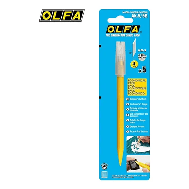 Cuchillo Tipo Lápiz Punta Aguja Olfa Ángulo 30° + 5 Repuestos 