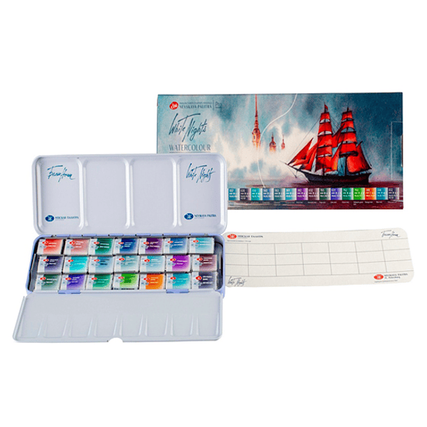 Acuarelas White Nights Artist Set 21 Pan 1/1 colores Efecto Granulado Caja Metal 2
