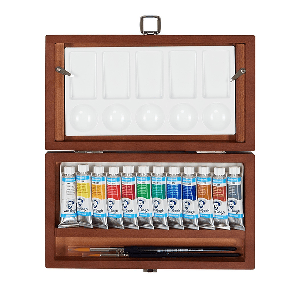 Acuarela Van Gogh Set 12 colores en Tubos de 10ml + 3 Accesorios Caja de Madera 2