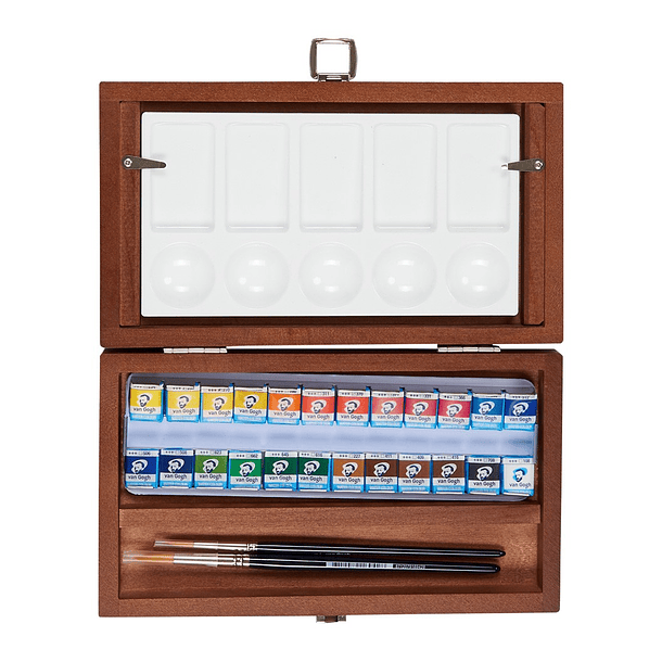 Acuarela Van Gogh 1/2 Pan Set 24 colores + 3 Accesorios Caja de Madera 2