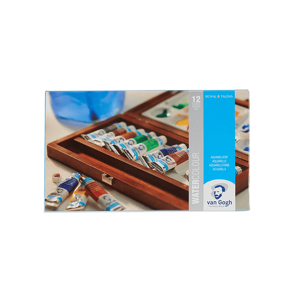 Acuarela Van Gogh Set 12 colores en Tubos de 10ml + 3 Accesorios Caja de Madera 3