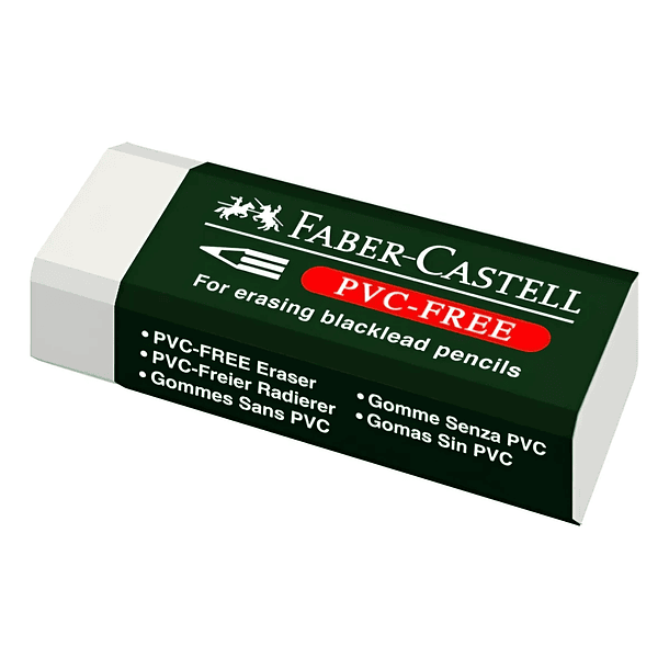Goma de Borrar Faber-Castell sin Pvc Blanca 2.5 x1.5 x6.5cm Funda Cartón 