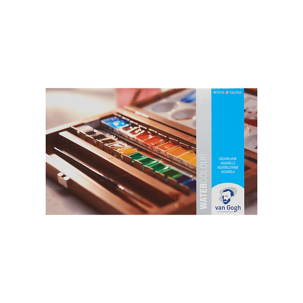 Acuarela Van Gogh 1/2 Pan Set 24 colores + 3 Accesorios Caja de Madera 3