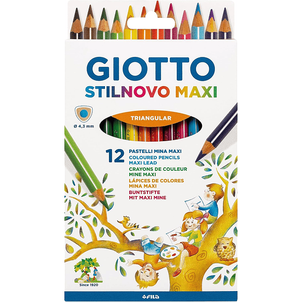 Lápices de Colores Giotto Stilnovo Maxi Triangulares Set 12 Colores 