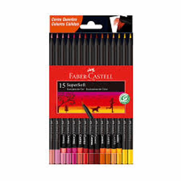 Lápices de Colores Supersoft Faber-Castell Set 15 Colores Cálidos 
