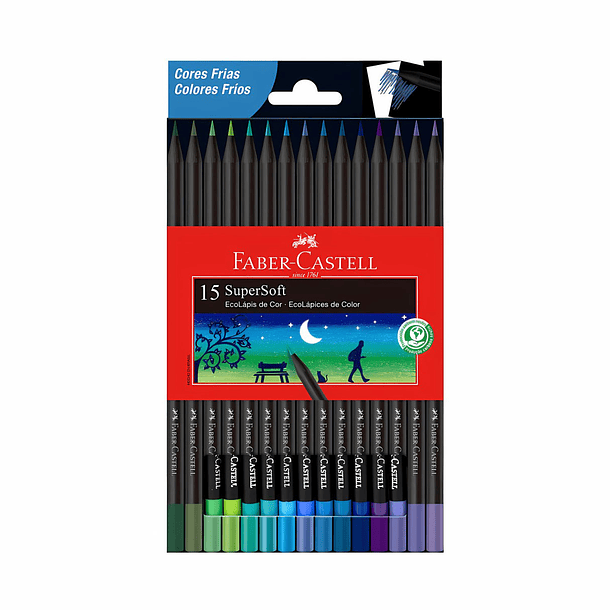 Lápices de Colores Supersoft Faber-Castell Set 15 Colores Frios 
