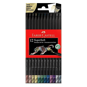 Lápices de Colores Supersoft Faber-Castell Set 12 Colores Metálicos