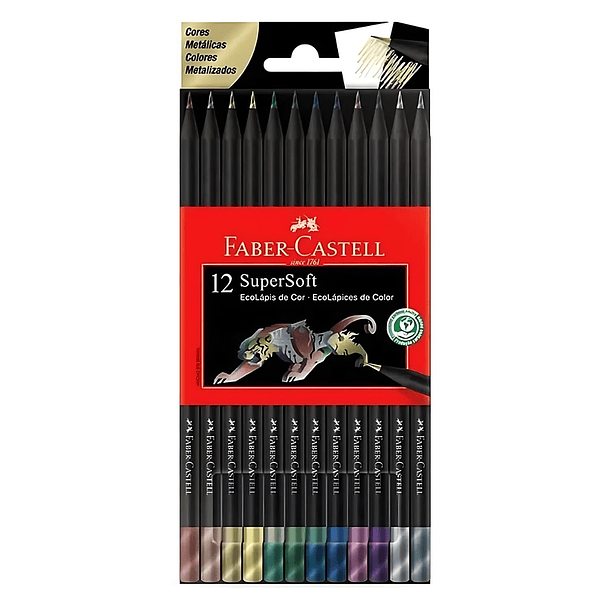 Lápices de Colores Supersoft Faber-Castell Set 12 Colores Metálicos 