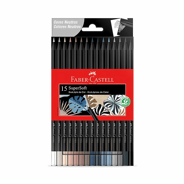 Lápices de Colores Supersoft Faber-Castell Set 15 Colores Neutros 