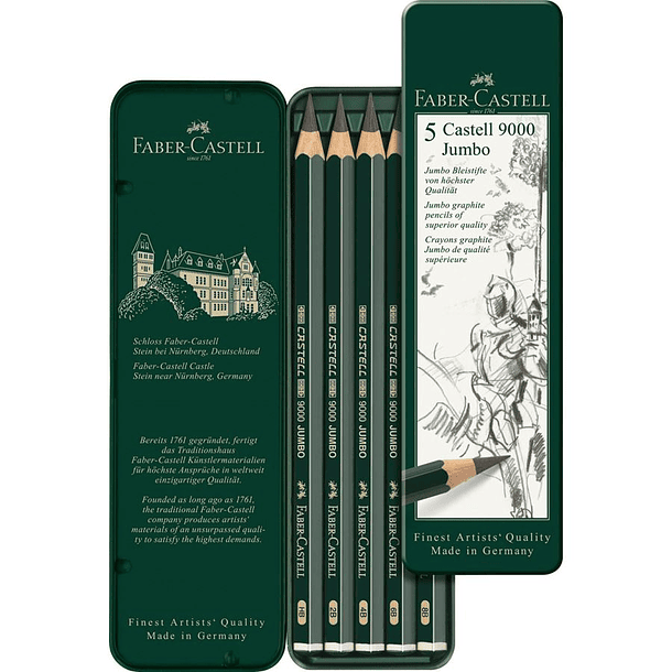 Lápices Grafito Faber-Castell Jumbo 9000 Set 5 Grados HB-8B 