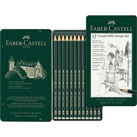 Lápices Grafito Faber-Castell 9000 Desing Set 12 Grados 5H-5B