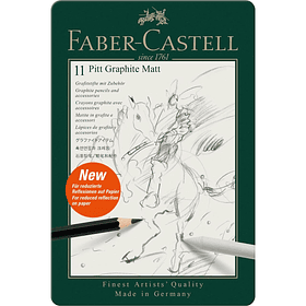 Lápices Grafito Faber-Castell Pitt Graphite Matt Set 11 piezas (8 Grados HB-14B +accesorios)