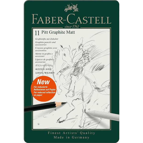 Lápices Grafito Faber-Castell Pitt Graphite Matt Set 11 piezas (8 Grados HB-14B +accesorios) 1