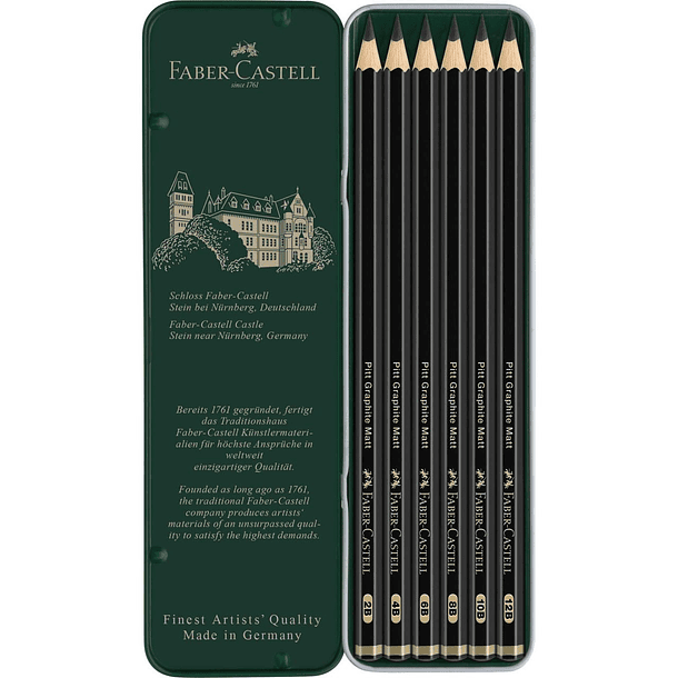 Lápices Grafito Faber-Castell Pitt Graphite Matt Set 6 Grados 2B-12B 2