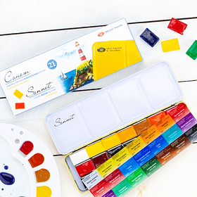 Acuarelas Sonnet Set 21 Pan 1/1 colores Caja Metal Amarilla