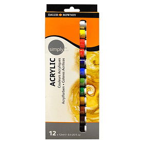 Acrílico Daler Rowney Simply Set 12 colores de 12ml
