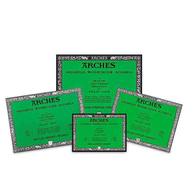 Block Acuarela Arches 300g/m² Grano Fino Encolado en 4 Lados 