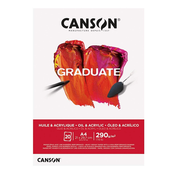 Block Acrílico y Óleo Canson Graduate 290g/m² 20hjs 4