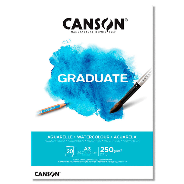 Block Acuarela Canson Graduate 250g/m² 20hjs Grano Fino 2