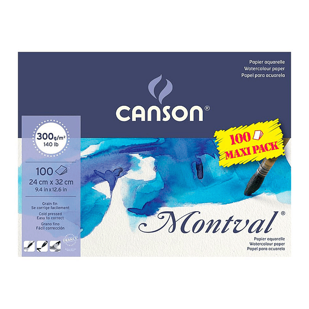 Block Aquarelle Canson Montval 300g/m² 100hjs Maxi Pack 1
