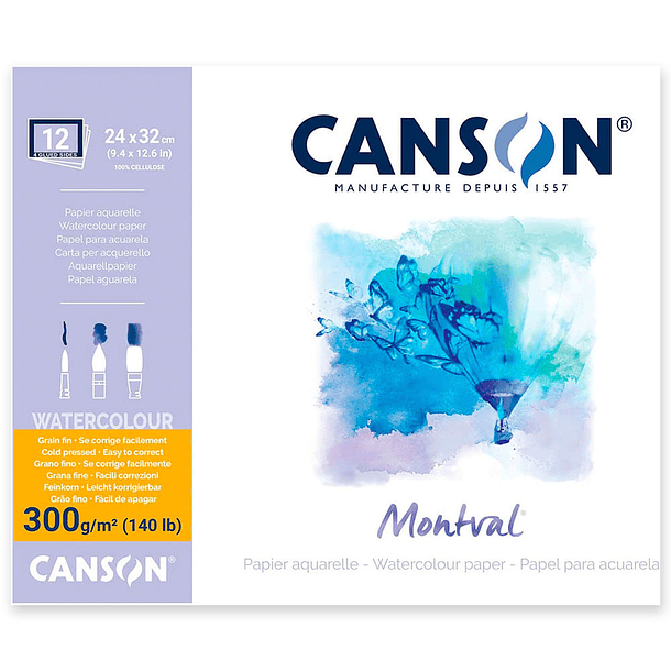Block Aquarelle Canson Montval 300g/m² 12hjs Grano Fino 3