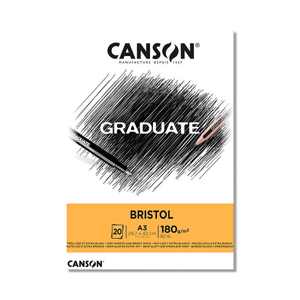 Block Canson Bristol Graduate 180g/m² 20hjs 2