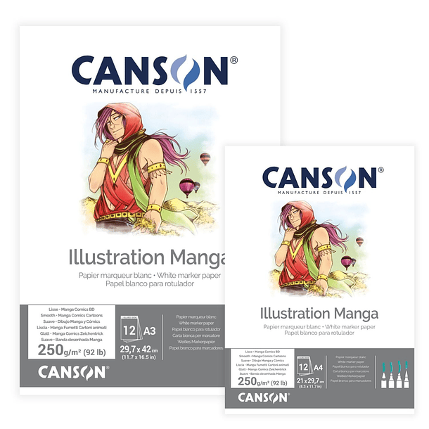Block Manga y Comics Canson Ilustration 250g/m² 12hjs 2