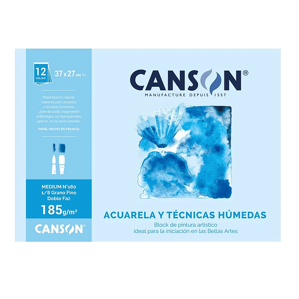 Block Técnicas Húmedas Canson Medium N°180 185g/m² 2