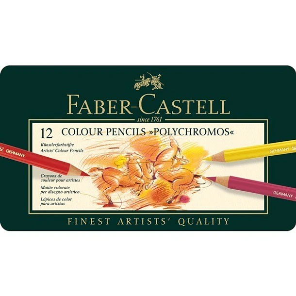 Lápices de Colores Polychromo Faber-Castell Set 12 Colores Caja Metal 2