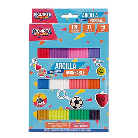 Arcilla Polimérica Proarte Horneable 12 Colores con Accesorios