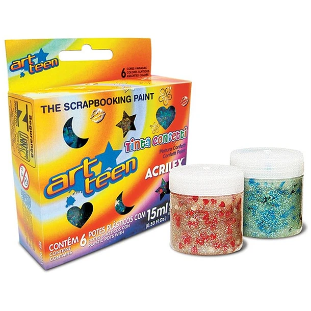 Pintura Confetti Acrilex Art Teen 15 ml Set 6 