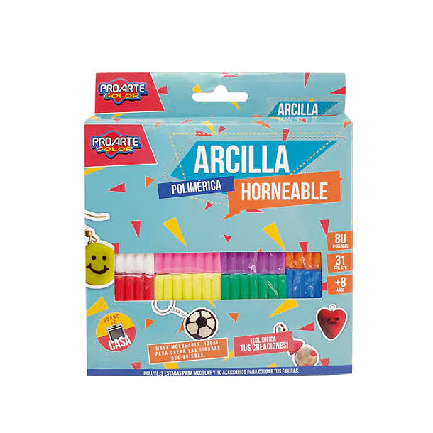 Arcilla Polimérica Proarte Horneable 8 Colores con Accesorios 