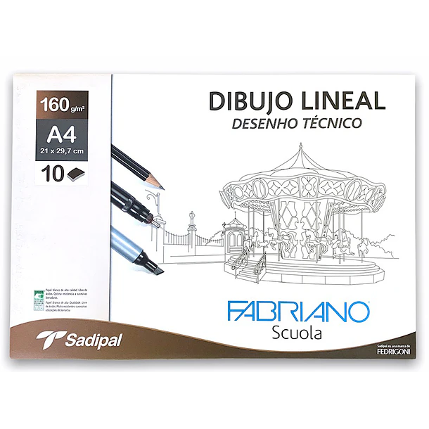 Papel para Dibujo Fabriano Scuola A3 160 g 10 Hojas 