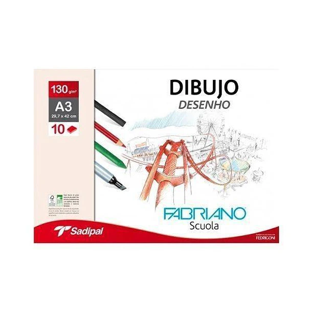 Papel para Dibujo Fabriano Scuola A3 130 g 10 Hojas 