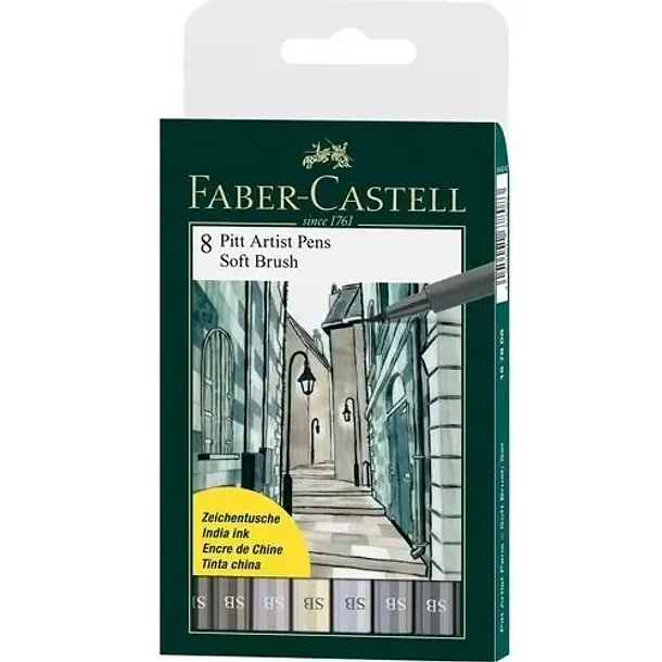 Faber-Castell Pitt Artist Pen Soft Brush 8 Tonos Grises 