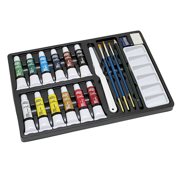 Acrílico Artel Set 12 colores 12ml + Maleta con 8 Accesorios 2