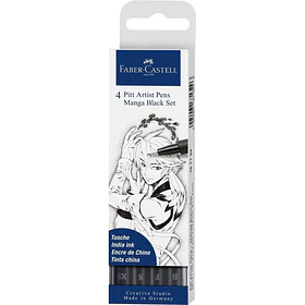 Marcador Faber-Castell Pitt Artist Manga Set 4 unid color Negro