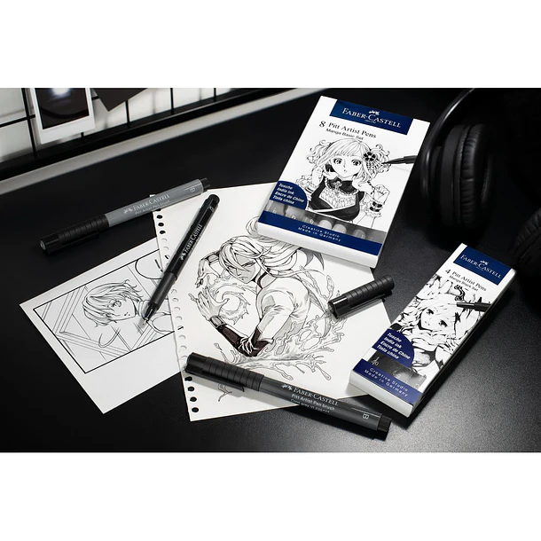 Marcador Faber-Castell Pitt Artist Manga Set 4 unid color Negro 2
